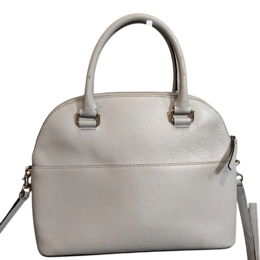 Kate Spade Grove Street Carli‎ Leather Gray Satchel Handbag With Crossbody Strap